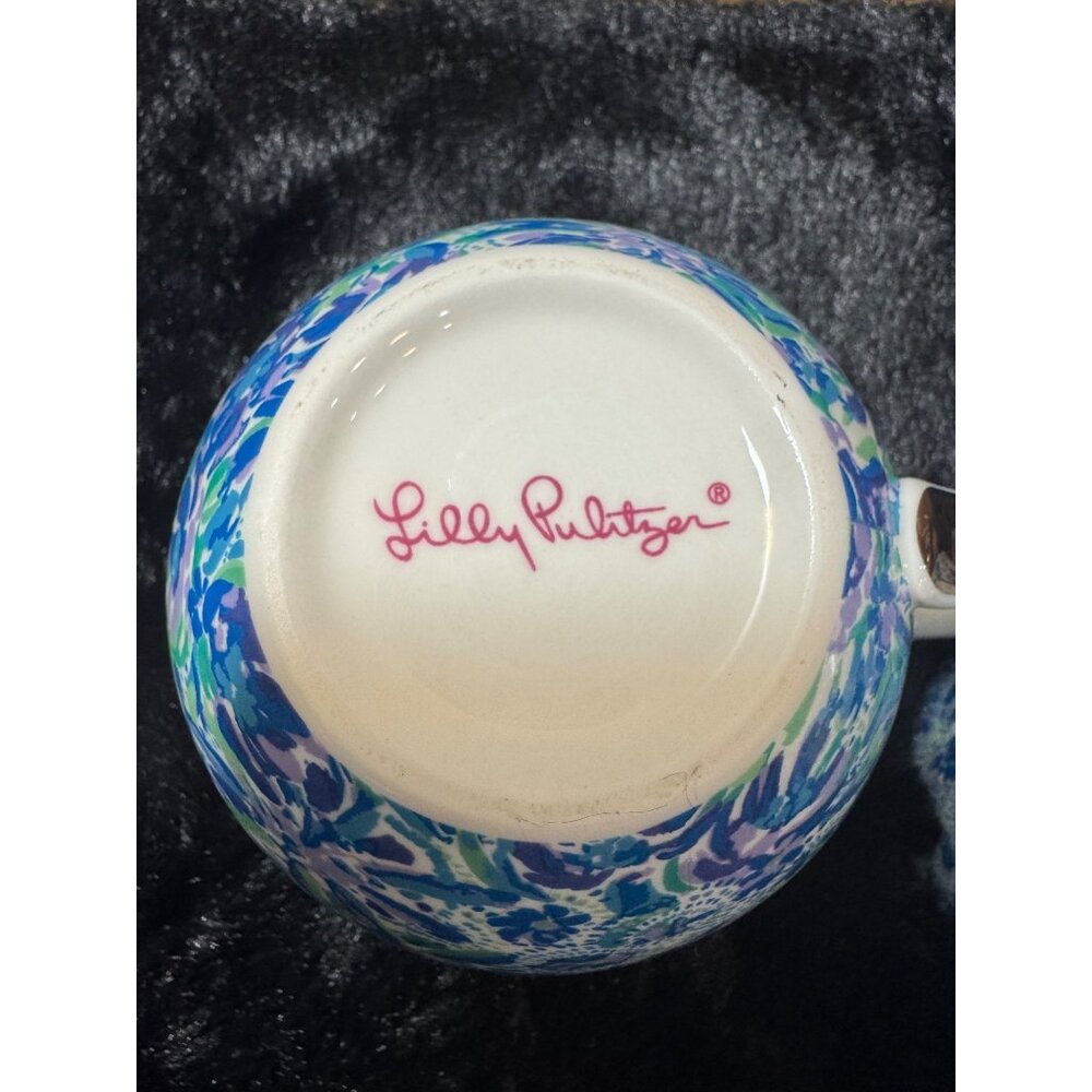 Lilly Pulitzer Floral Ceramic Coffee/Tea Mugs With Gold Handles  Set Of 2 - Picture 5 of 7